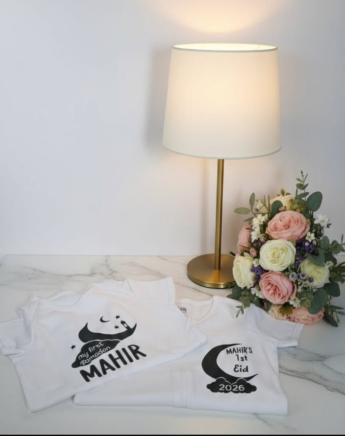 FREE GIFT🌙 Personalised “My First Ramadan” & “My First Eid” Baby Vest Set