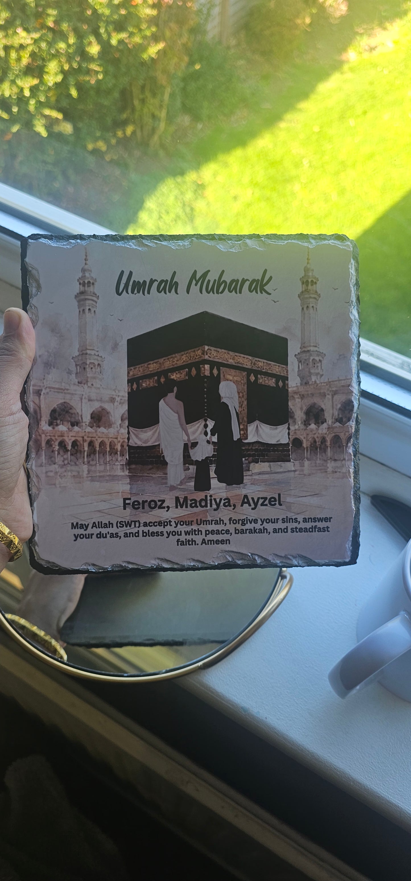 Custom Umrah Mubarak Gift Plaque – Islamic Personalised Slate Frame
