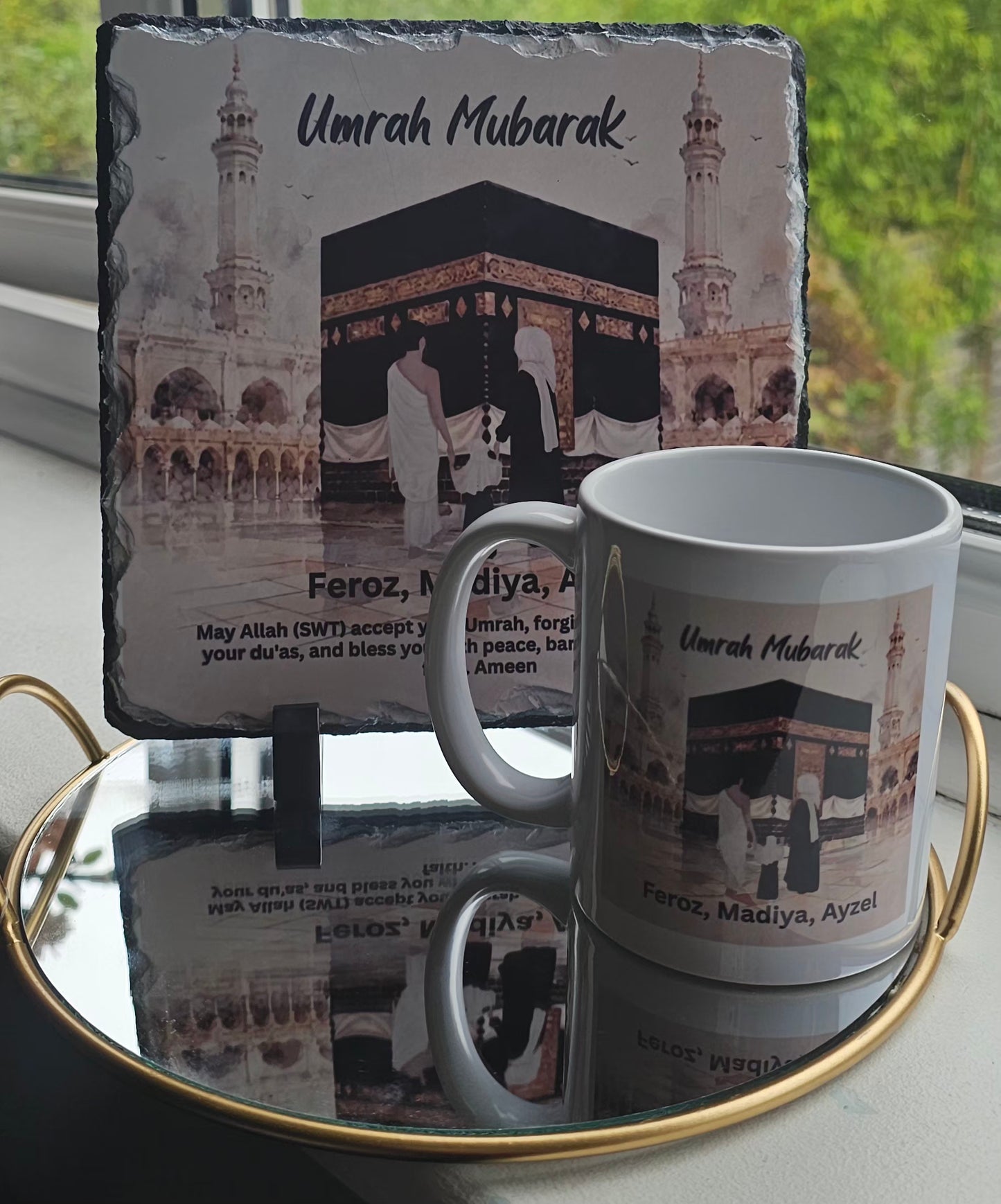 Custom Umrah Mubarak Gift Plaque – Islamic Personalised Slate Frame