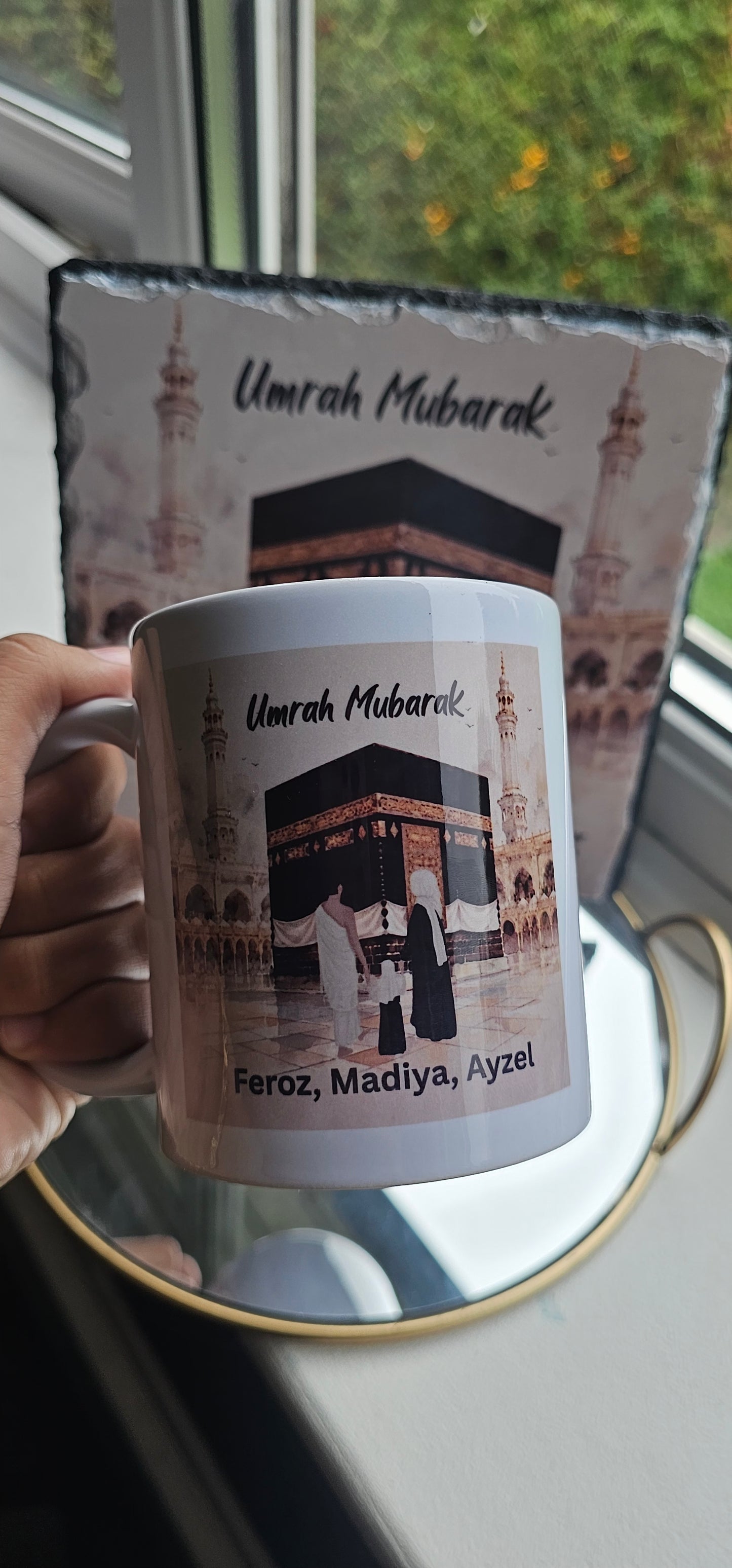 Custom Umrah Mubarak Gift Plaque – Islamic Personalised Slate Frame